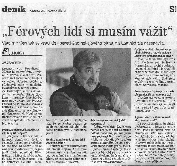 Rozhovor s Vladimírem Čermákem pro Krkonošský deník. Rozhovor s Vladimírem Čermákem pro Krkonošský deník.